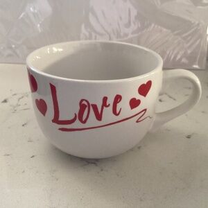 Valentine Mug white ceramic mug with red hearts & Love 16oz
